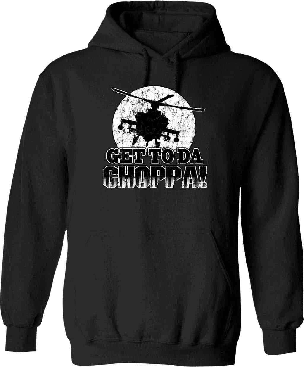 Get To Da Choppa Hoodie - Retro Graphic Pullover Hoodie for Men & Women - Black