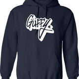 Gffy Guffy Clothing Brand Dripping Red Graffiti Design Logo From Los Santos San Andreas Hoodie - Navy