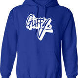 Gffy Guffy Clothing Brand Dripping Red Graffiti Design Logo From Los Santos San Andreas Hoodie - Blue