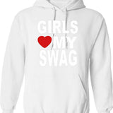 Girls Just Wanna Have Serotonin Hoodie - Retro Graphic Pullover Hoodie for Men & Women - White