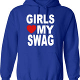 Girls Just Wanna Have Serotonin Hoodie - Retro Graphic Pullover Hoodie for Men & Women - Blue