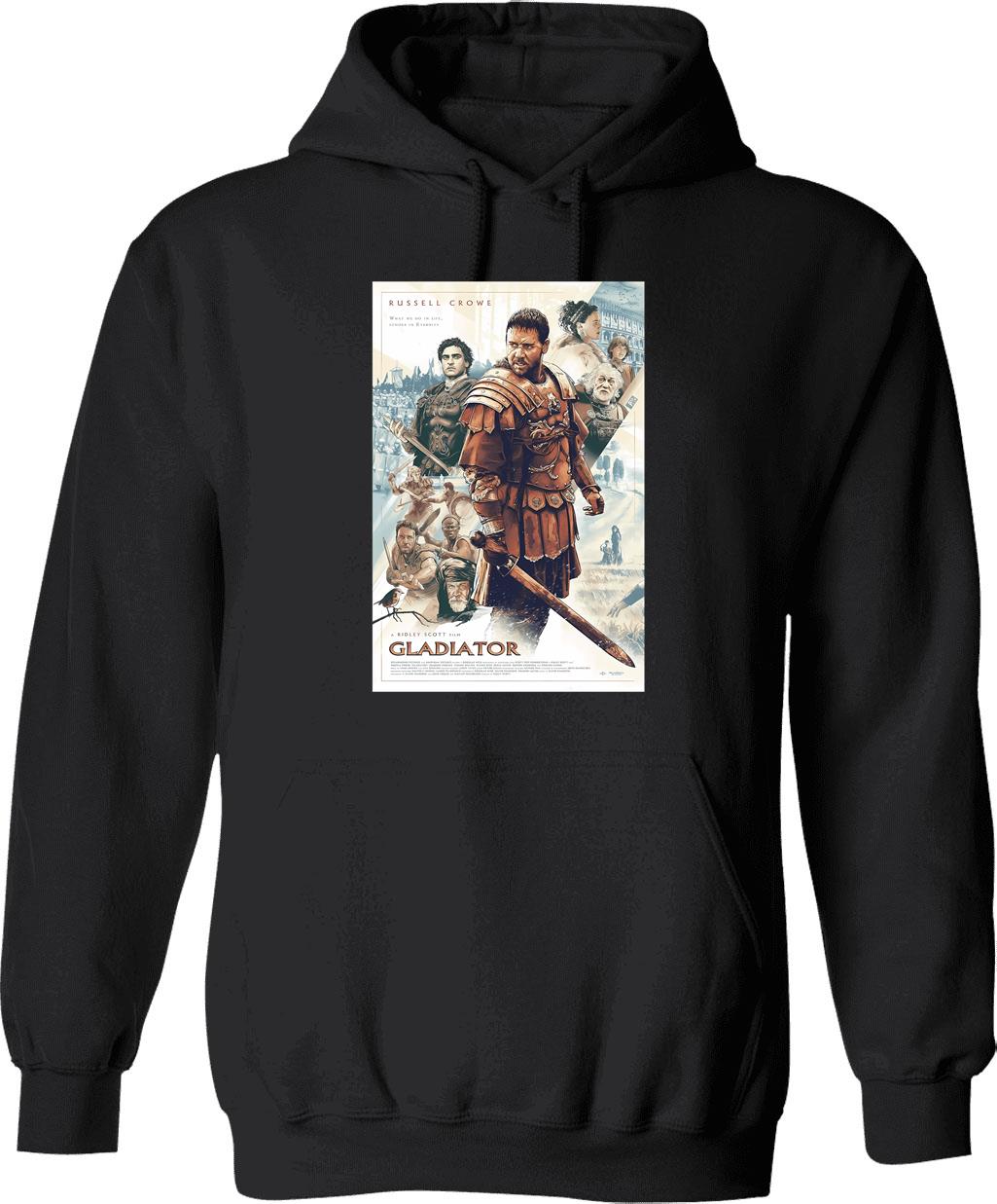Gladiator Movie Graphic Pullover Hoodie - Black