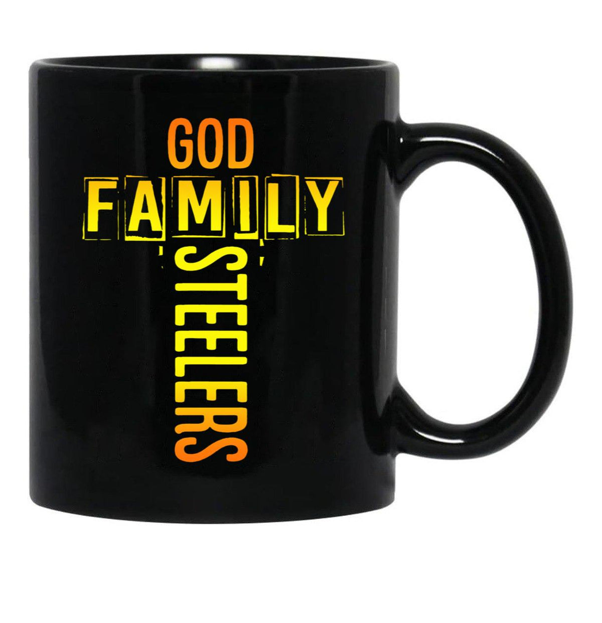 God Family Steeler Black Coffee Mug, Gift Coffee Mug - Black