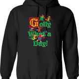 Golfing Astronaut Hoodie - Retro Graphic Pullover Hoodie for Men & Women - Black