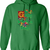 Golfing Astronaut Hoodie - Retro Graphic Pullover Hoodie for Men & Women - Green