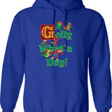 Golfing Astronaut Hoodie - Retro Graphic Pullover Hoodie for Men & Women - Blue