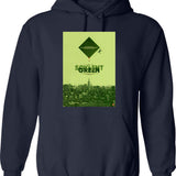 Green Heron Hoodie - Retro Graphic Pullover Hoodie for Men & Women - Navy