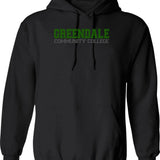 Greendale - College Font Hoodie - Retro Graphic Pullover Hoodie for Men & Women - Black