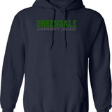 Greendale - College Font Hoodie - Retro Graphic Pullover Hoodie for Men & Women - Navy