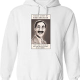 Groucho Marxist (hope Parody) Hoodie - Retro Graphic Pullover Hoodie for Men & Women - White