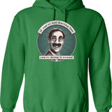 Groucho Resigns Hoodie - Retro Graphic Pullover Hoodie for Men & Women - Green
