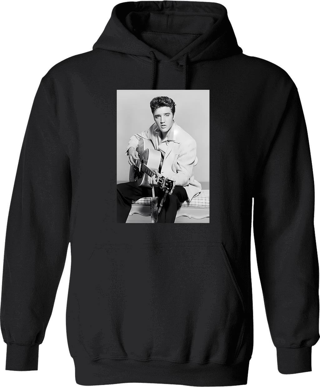 Guitar Hoodie - Retro Graphic Pullover Hoodie for Men & Women - Black