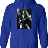 Guitar Monkey Man Hoodie - Retro Graphic Pullover Hoodie for Men & Women - Blue