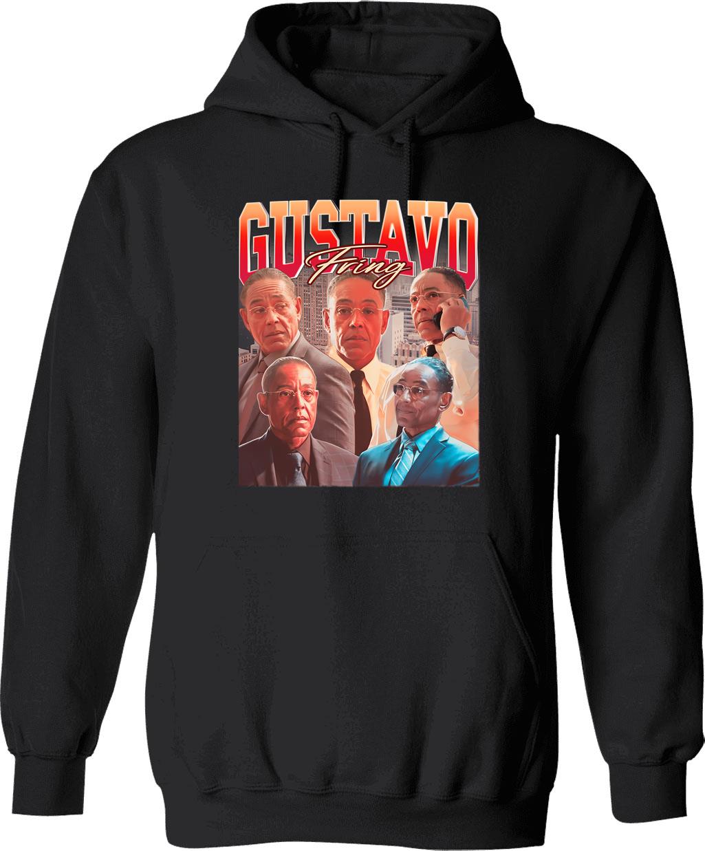 Gustavo Fring Vintage 90S Rap Style Gustavo Fring Bootleg Fan Graphic Pullover Hoodie - Black