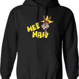 HEE Haw Wo Funny Graphic Pullover Hoodie - Black