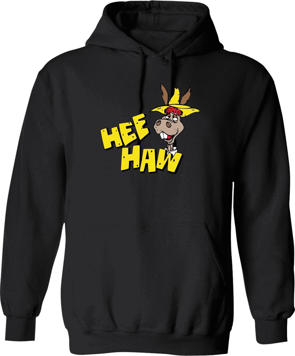HEE Haw Wo Funny Graphic Pullover Hoodie - Black