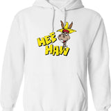 HEE Haw Wo Funny Graphic Pullover Hoodie - White