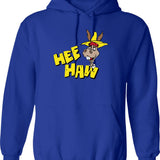 HEE Haw Wo Funny Graphic Pullover Hoodie - Blue