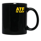 HTY AHS ATF is Gay Human Rights Equality Pride Pocket Print Black Coffee Mug, Gift Coffee Mug - Black