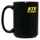 HTY AHS ATF is Gay Human Rights Equality Pride Pocket Print Black Coffee Mug, Gift Coffee Mug - Black