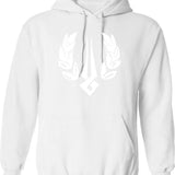 Hades Game Distressed Logo Zagreus Logo Graphic Pullover Hoodie - White