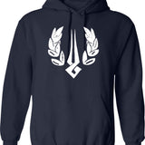 Hades Game Distressed Logo Zagreus Logo Graphic Pullover Hoodie - Navy