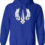 Hades Game Distressed Logo Zagreus Logo Graphic Pullover Hoodie - Blue