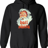 Hail Santa Hoodie - Retro Graphic Pullover Hoodie for Men & Women - Black