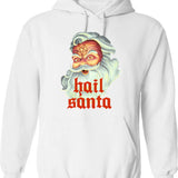 Hail Santa Hoodie - Retro Graphic Pullover Hoodie for Men & Women - White