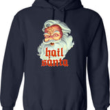 Hail Santa Hoodie - Retro Graphic Pullover Hoodie for Men & Women - Navy