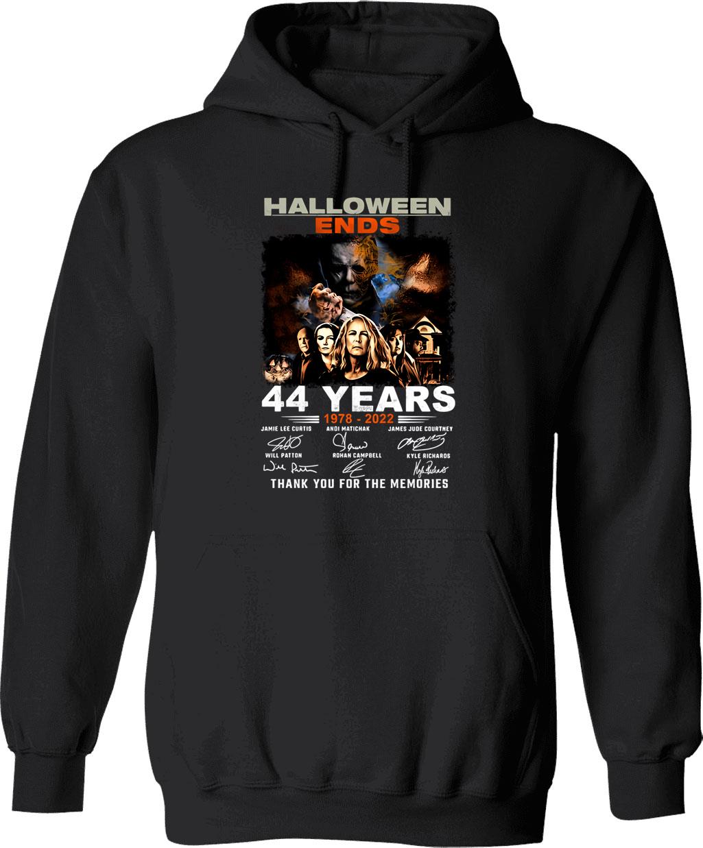 Halloween Ends 44 Years Hoodie - Retro Graphic Pullover Hoodie for Men & Women - Black