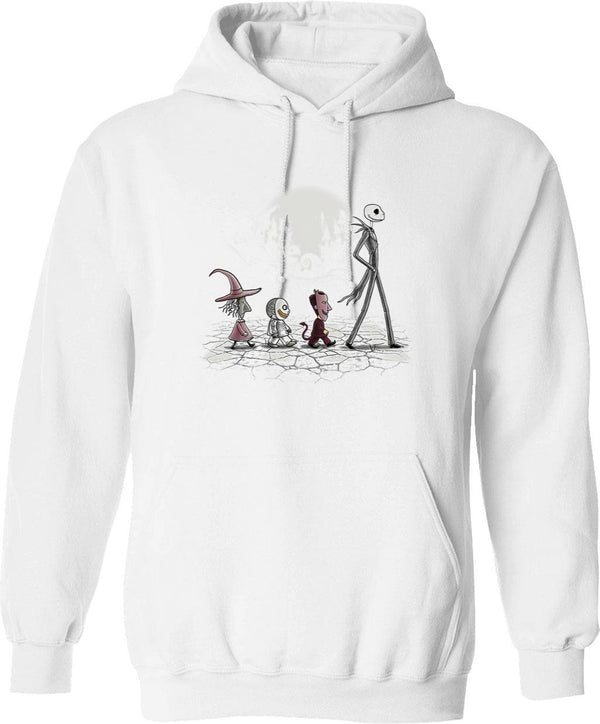 Halloween Pumpkins 1b Hoodie - Retro Graphic Pullover Hoodie for Men & Women - White