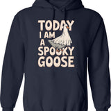 Halloween Shopping Humor Hoodie - Retro Graphic Pullover Hoodie for Men & Women - Navy