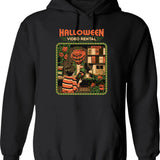 Halloween Skeleton Drinking Coffee Funny Hoodie - Sarcastic Humor Graphic Hoodie - Black