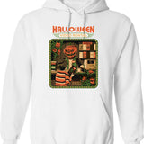 Halloween Skeleton Drinking Coffee Funny Hoodie - Sarcastic Humor Graphic Hoodie - White