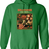 Halloween Skeleton Drinking Coffee Funny Hoodie - Sarcastic Humor Graphic Hoodie - Green