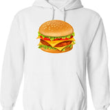 Ham Sandwich Pattern Hoodie - Retro Graphic Pullover Hoodie for Men & Women - White