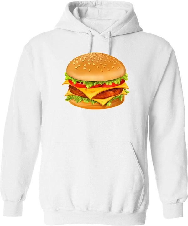 Ham Sandwich Pattern Hoodie - Retro Graphic Pullover Hoodie for Men & Women - White