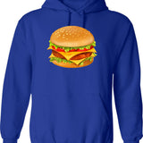 Ham Sandwich Pattern Hoodie - Retro Graphic Pullover Hoodie for Men & Women - Blue
