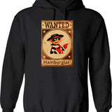 Hamburger Hoodie - Retro Graphic Pullover Hoodie for Men & Women - Black