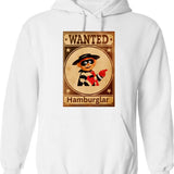 Hamburger Hoodie - Retro Graphic Pullover Hoodie for Men & Women - White