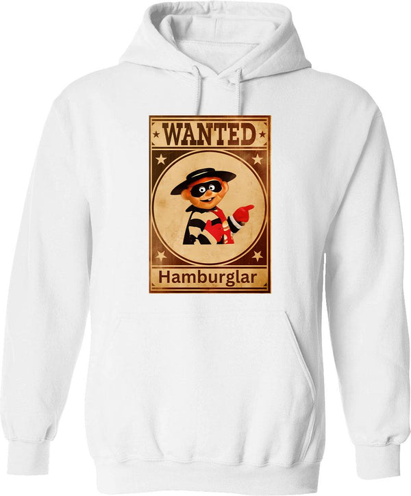 Hamburger Hoodie - Retro Graphic Pullover Hoodie for Men & Women - White