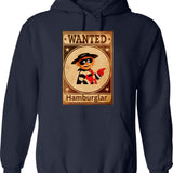 Hamburger Hoodie - Retro Graphic Pullover Hoodie for Men & Women - Navy