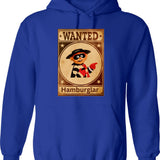 Hamburger Hoodie - Retro Graphic Pullover Hoodie for Men & Women - Blue