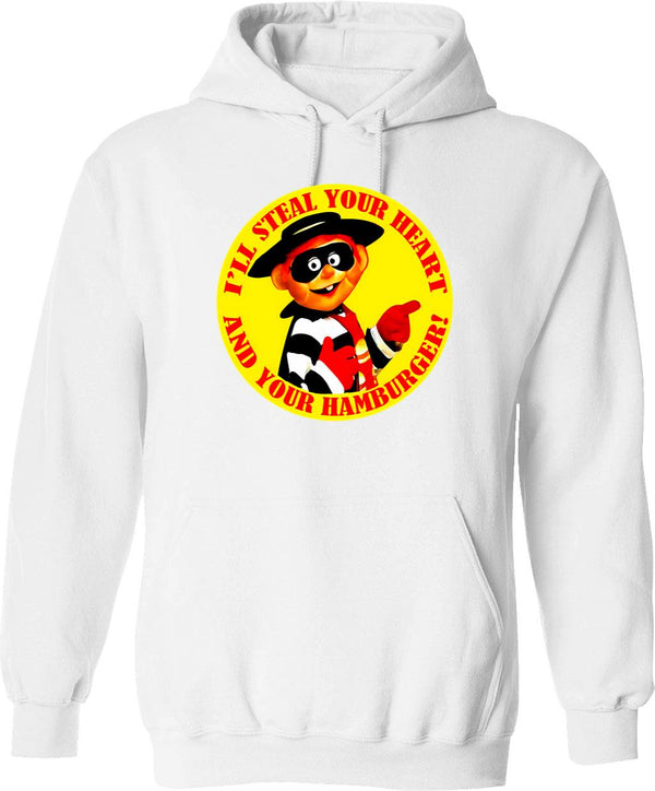 Hamburglar Wanted Original Willow Days Hoodie - Retro Graphic Pullover Hoodie for Men & Women - White