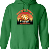 Hang In There Hoodie - Retro Graphic Pullover Hoodie for Men & Women - Green