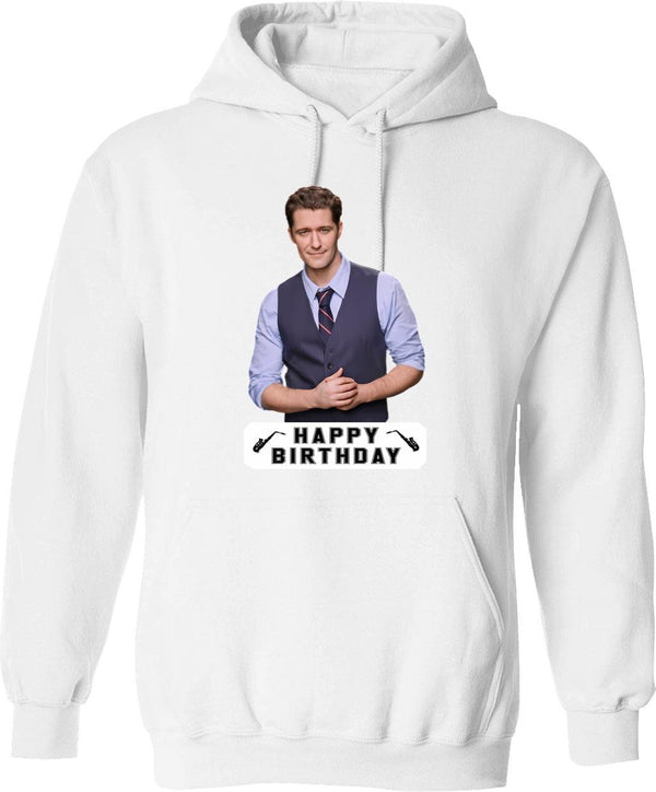 Happy Birthday Matthew Morrison Graphic Pullover Hoodie - White