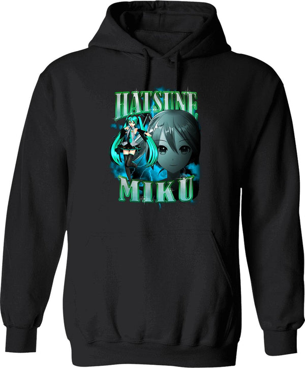 Hatsune Miku Rap Bootleg Graphic Pullover Hoodie - Black