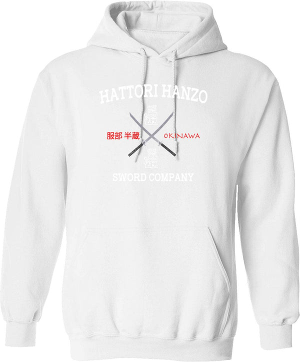 Hattori Hanzo Sword Company Hoodie - Retro Graphic Pullover Hoodie for Men & Women - White