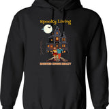Haunted Hoodie - Retro Graphic Pullover Hoodie for Men & Women - Black